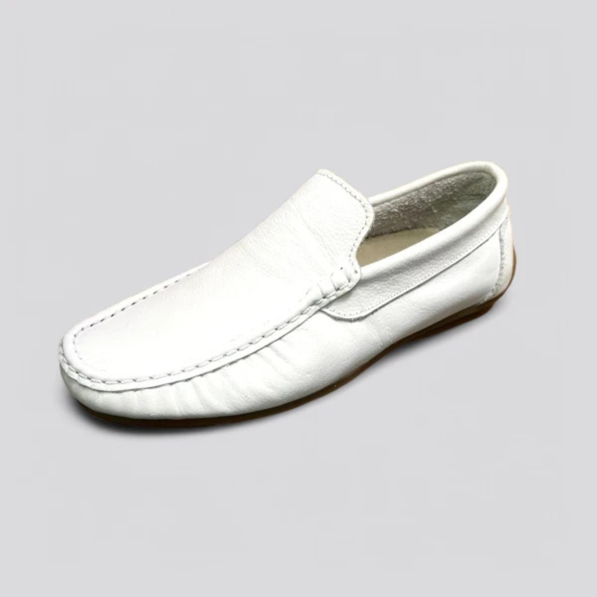 Mocasín Hombre en Cuero - Color Blanco - Diseño Elegante - Tienda Serrano