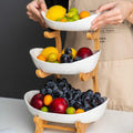 Frutero de Mesa en Bambú de 3 Niveles con Bandejas Removibles Tienda Serrano