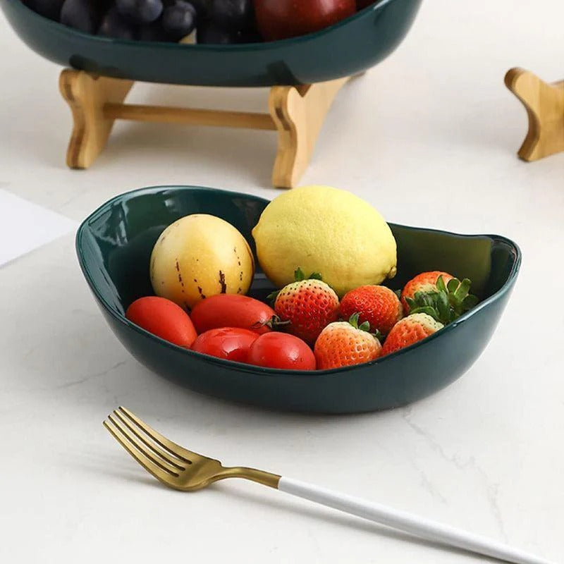 Frutero de Mesa en Bambú de 3 Niveles con Bandejas Removibles Tienda Serrano