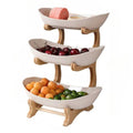 Frutero de Mesa en Bambú de 3 Niveles con Bandejas Removibles Tienda Serrano