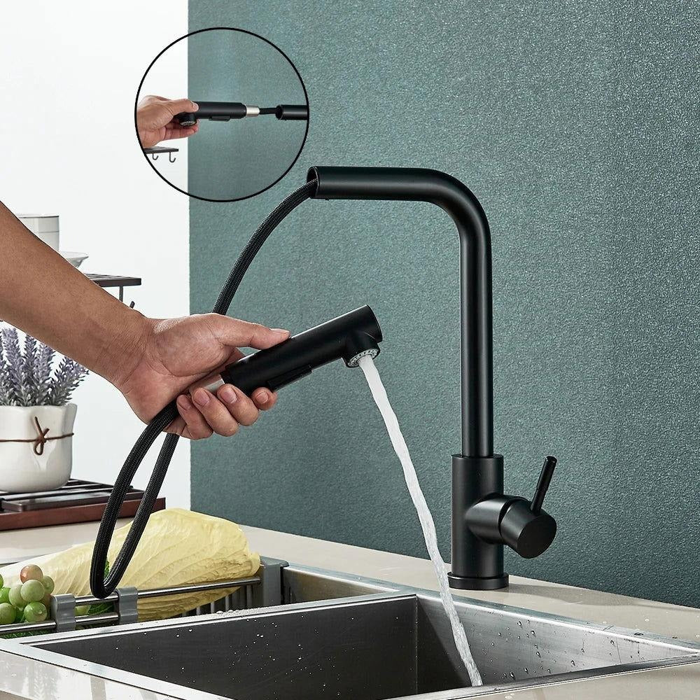 Grifo de Cocina Gourmet en Acero Inoxidable – Monomando Extensible con Mezclador de Agua Caliente y Fría Tienda Serrano