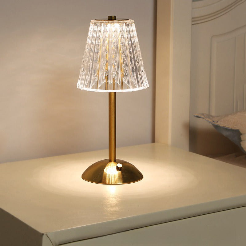 Lámpara de Mesa LED Inalámbrica Dorada con Control Táctil, 3 Tonos de Luz y Carga USB Tienda Serrano