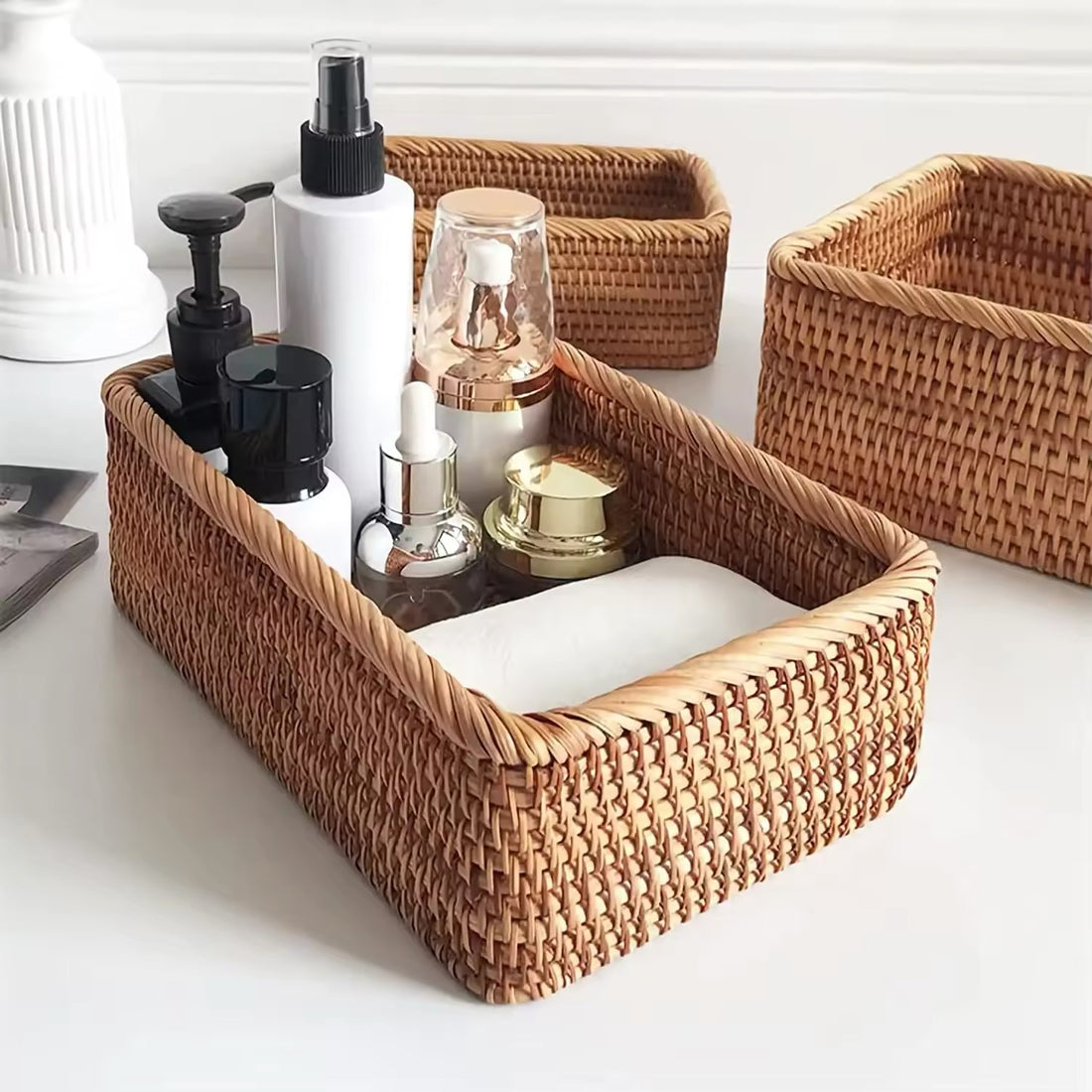 Set de Cestos de Mimbre Organizador Multiusos y Decorativo – Estilo y Orden para tu Hogar