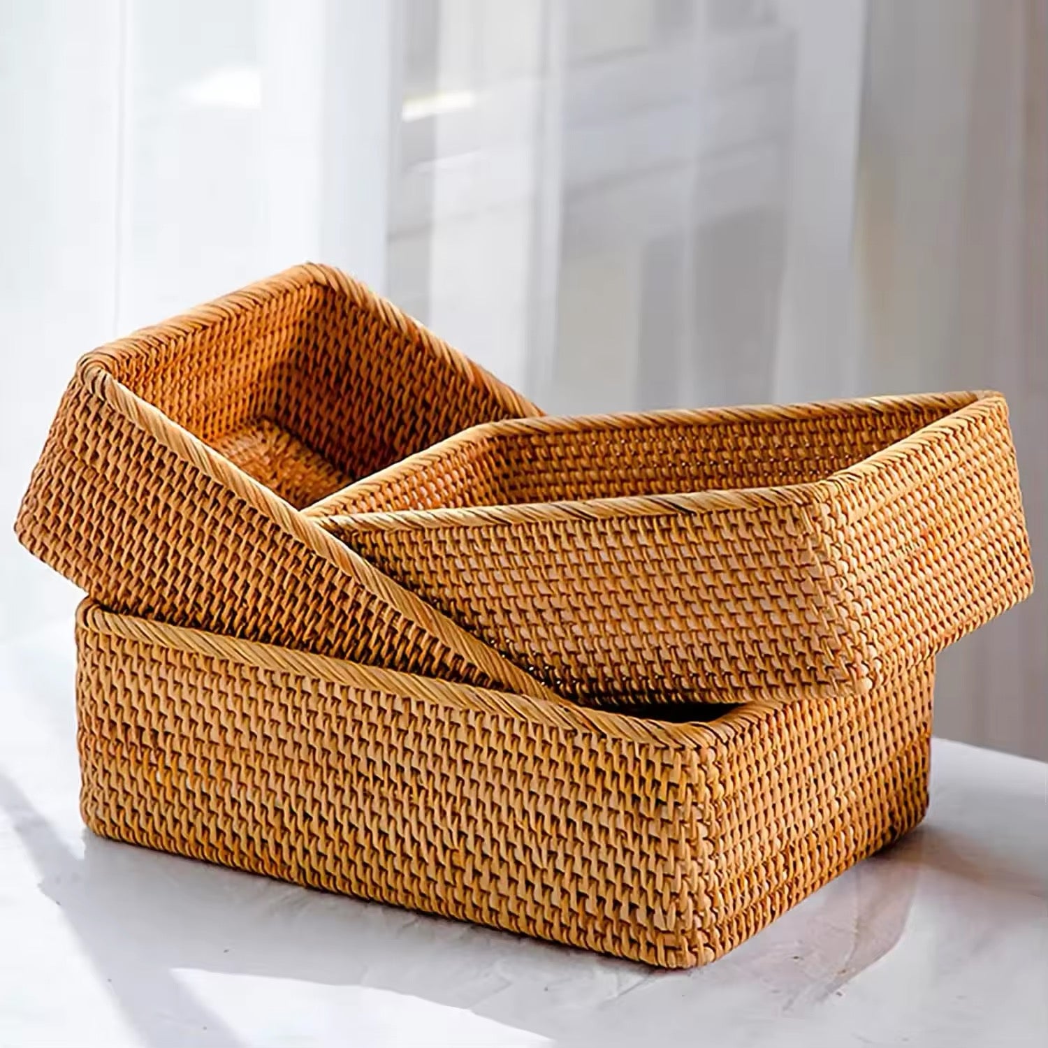 Set de Cestos de Mimbre Organizador Multiusos y Decorativo – Estilo y Orden para tu Hogar