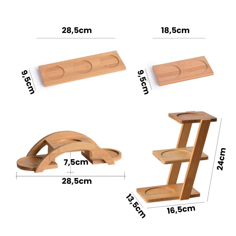 Set de Especieros de Cerámica Blanca con Base de Bambú 3 Piezas Tienda serrano